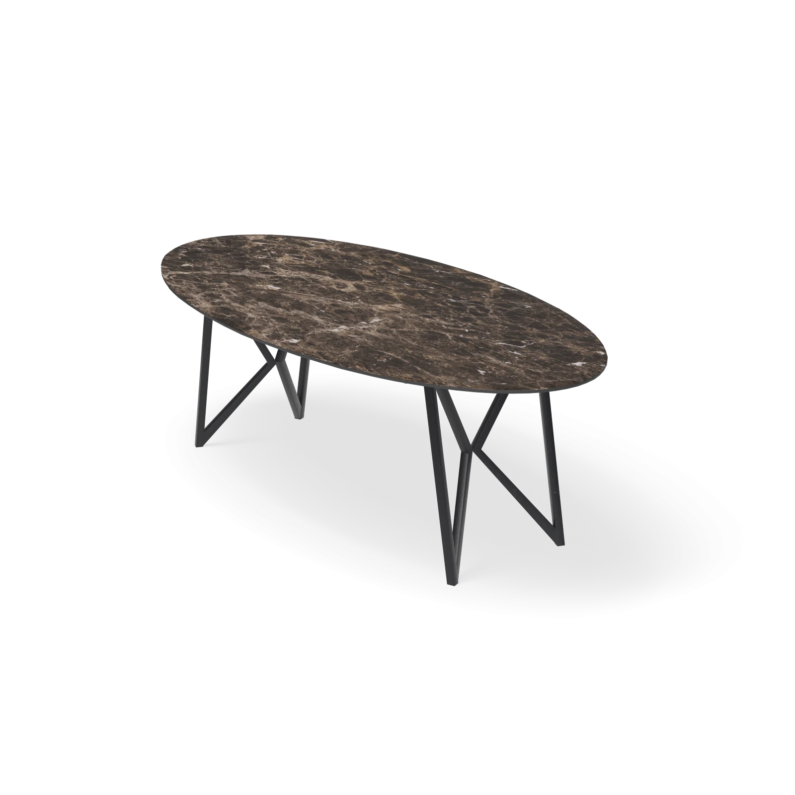 Eettafel Crosse Los - Ovaal Keramiek Emprador Dark (220x110cm)