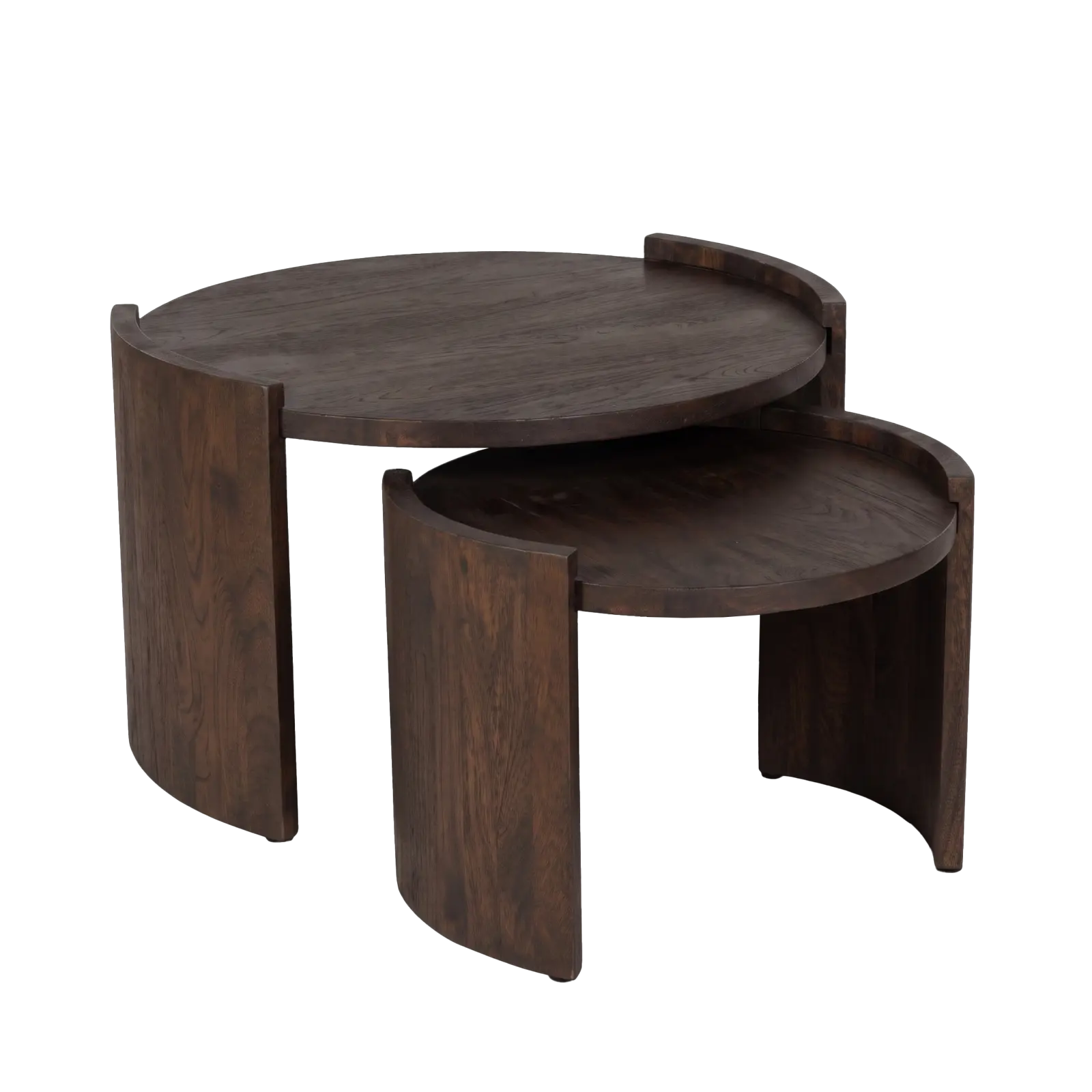 Salontafel set van 2 Miles - rond 70/50 cm - Mangohout Cacao Bruin