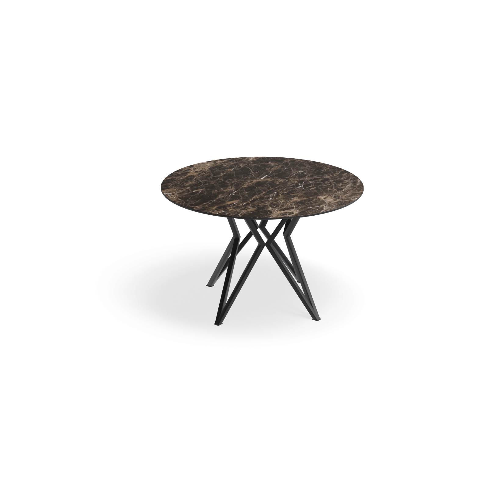 Eettafel Crosse - Rond Keramiek Emprador Dark Satin (120cm)