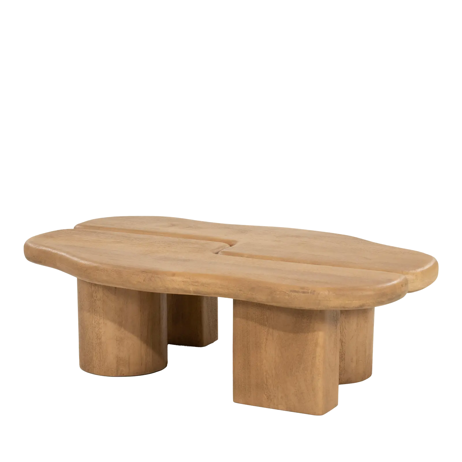 Salontafel set van 2 Yuo - organische vorm 100x80 cm - Mangohout Naturel