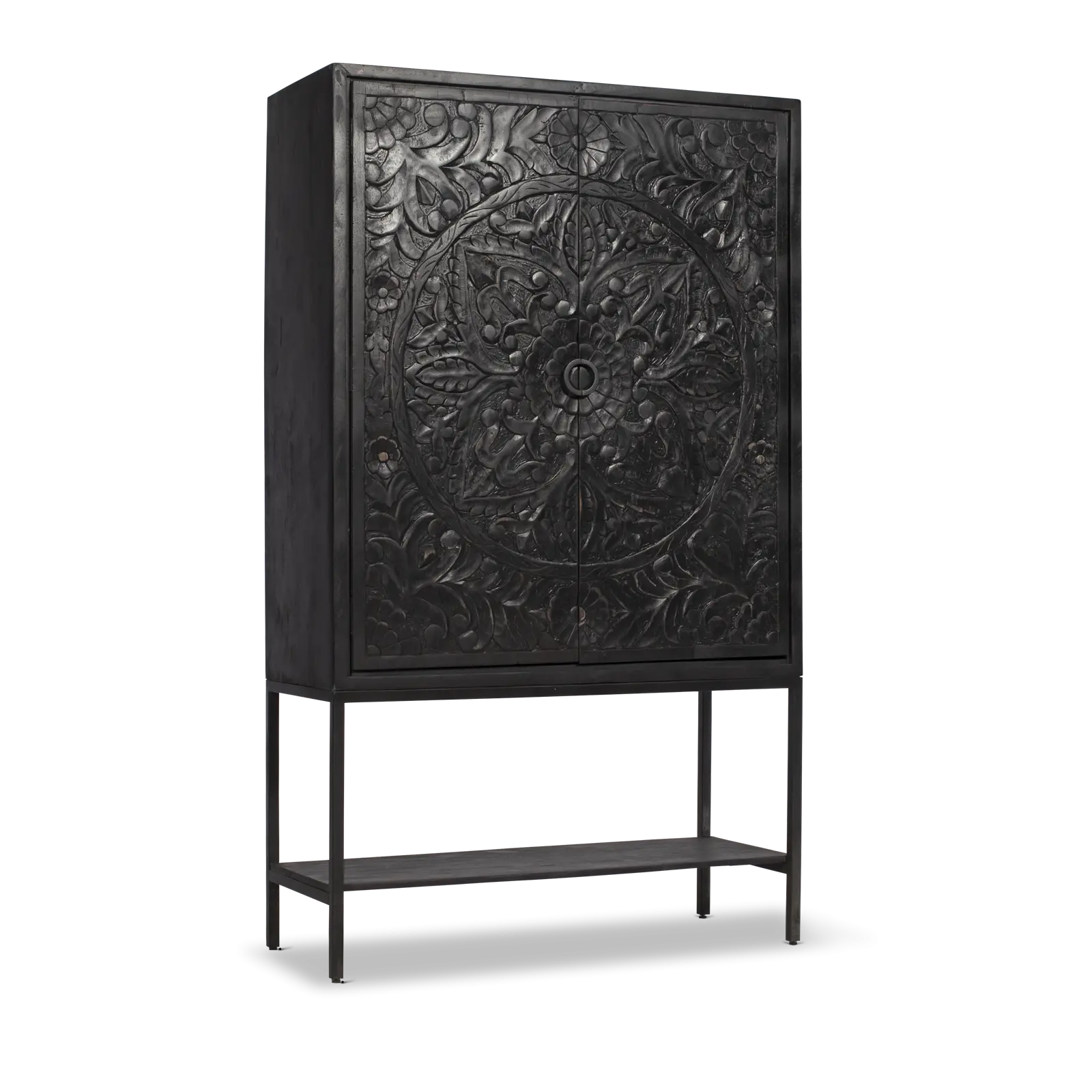 Opbergkast Belleville - 110 cm - 2 deuren - Mangohout Zwart