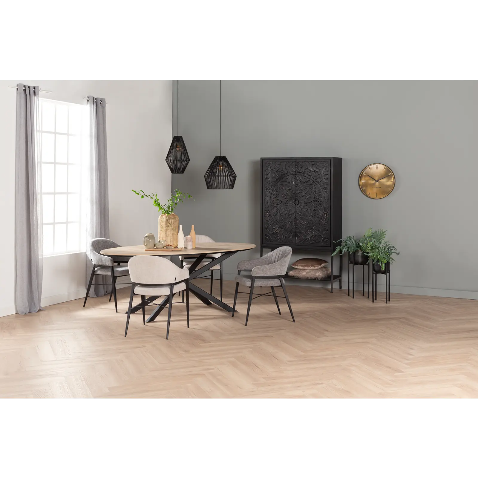 Opbergkast Belleville - 90 cm - 2 deuren - Mangohout Zwart