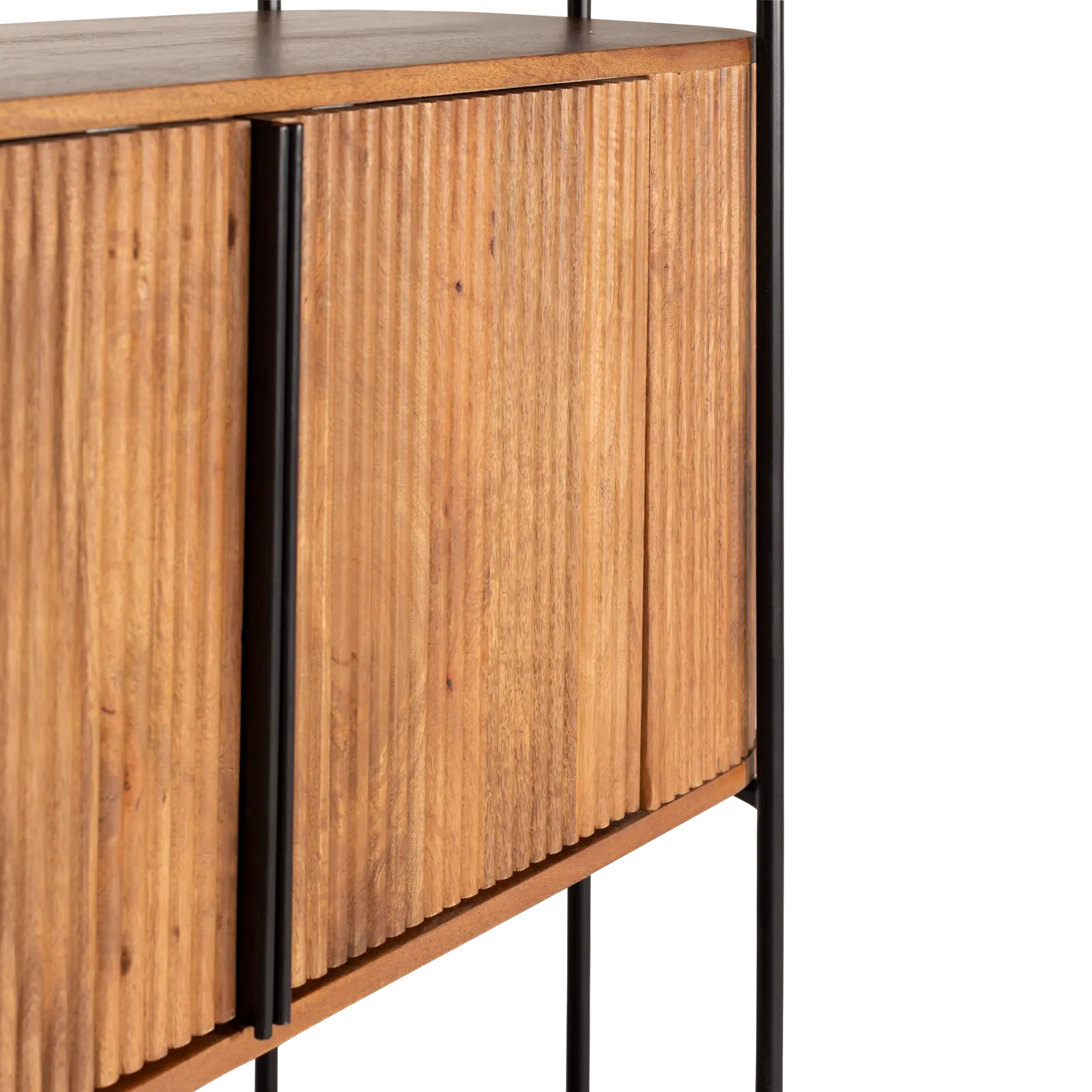 Wandkast Amare - 170 cm - Mangohout Lichtbruin - 4 deuren, 2 open vakken