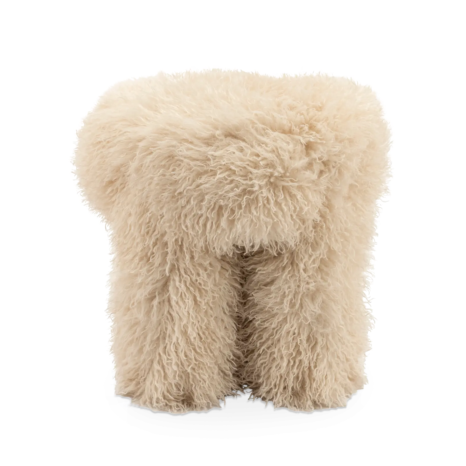 Poef Doodly - Ø40 cm - Fluffy - Beige