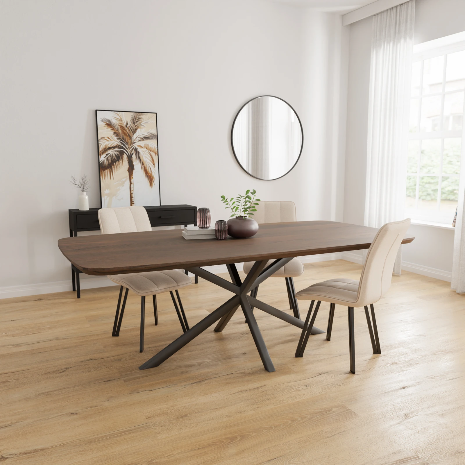 Eettafel North - Deens Ovaal Notenhout (220x110cm)