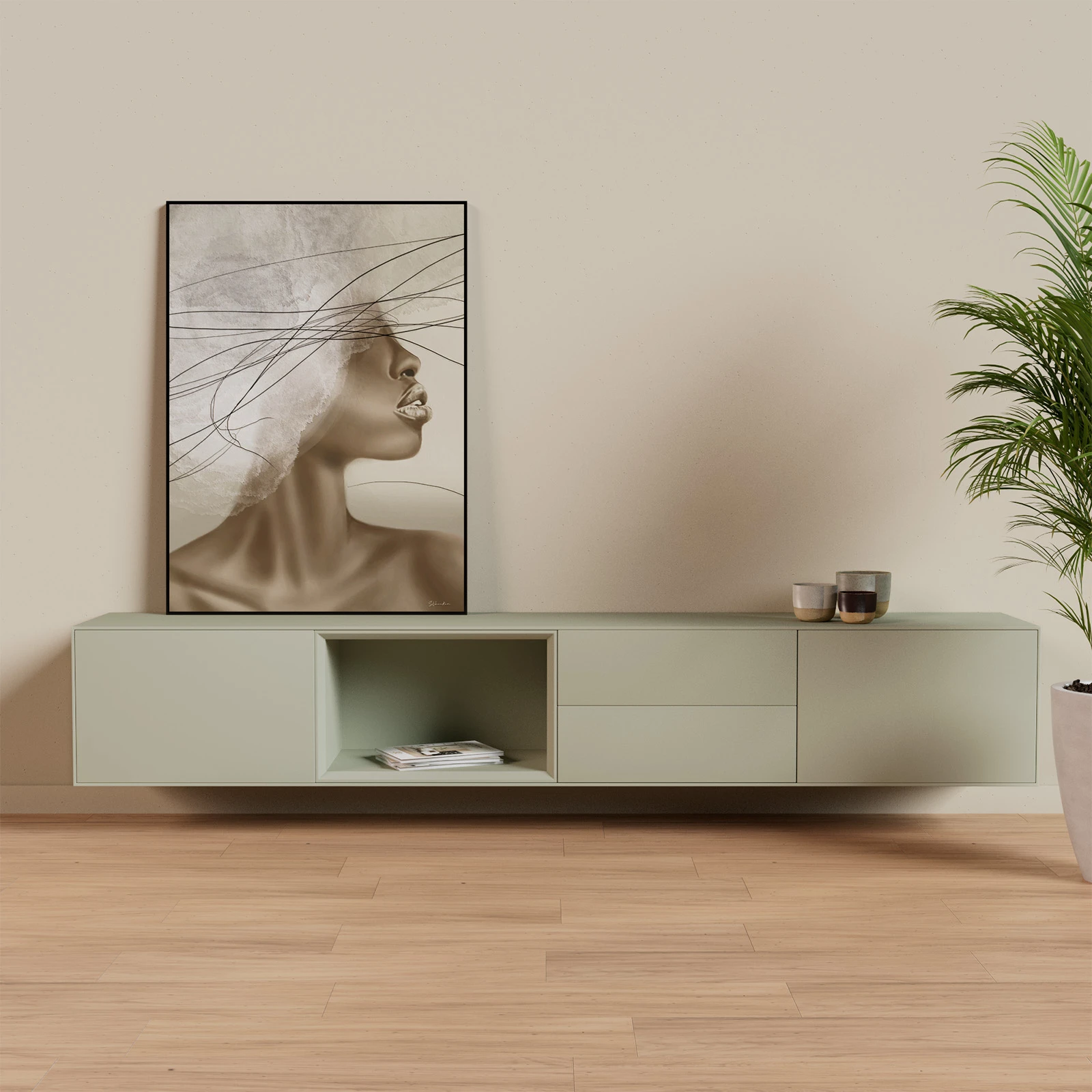 TV Meubel Nile Green 240cm Zwevend
