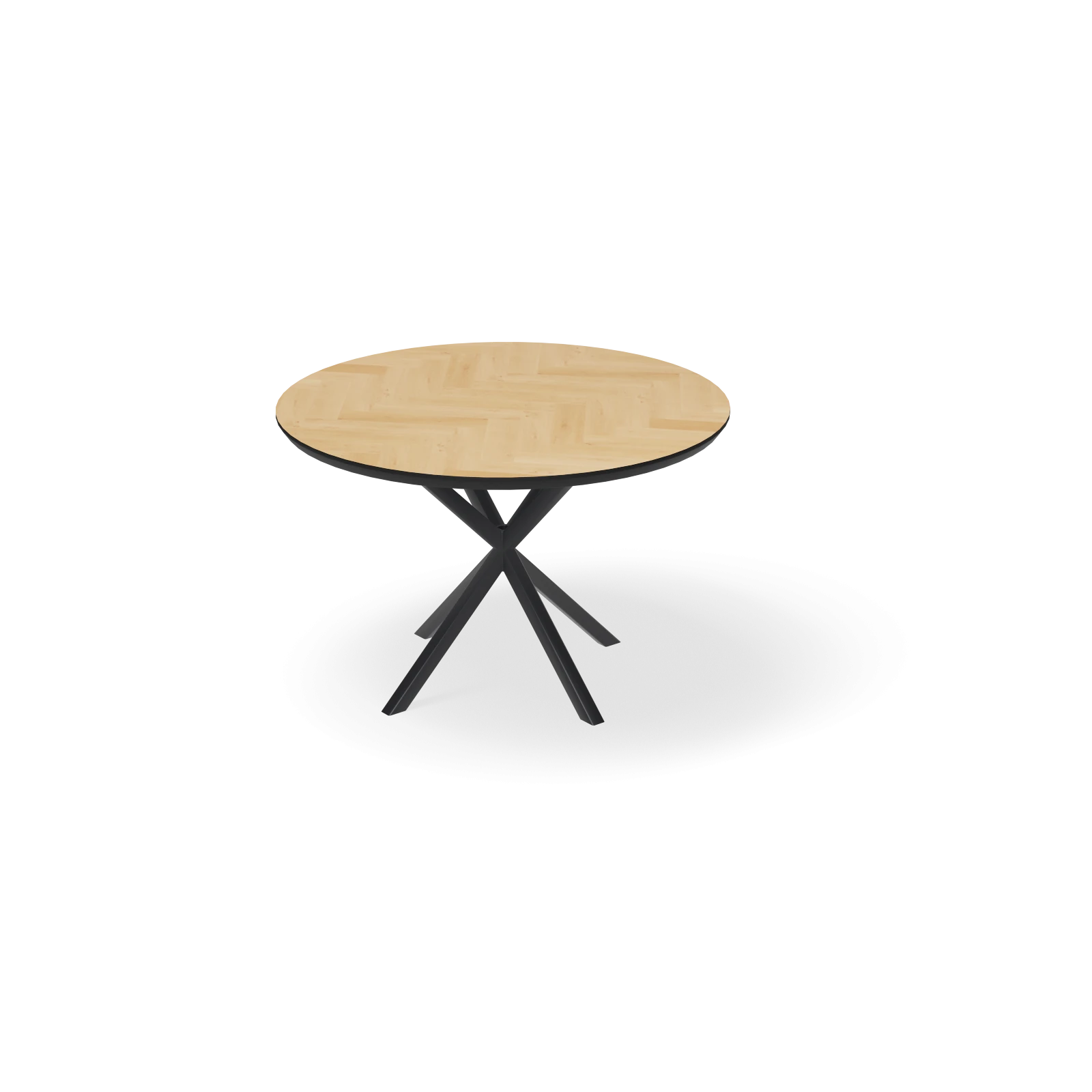 Eettafel North - Rond Eiken Visgraat Nature White (120cm)