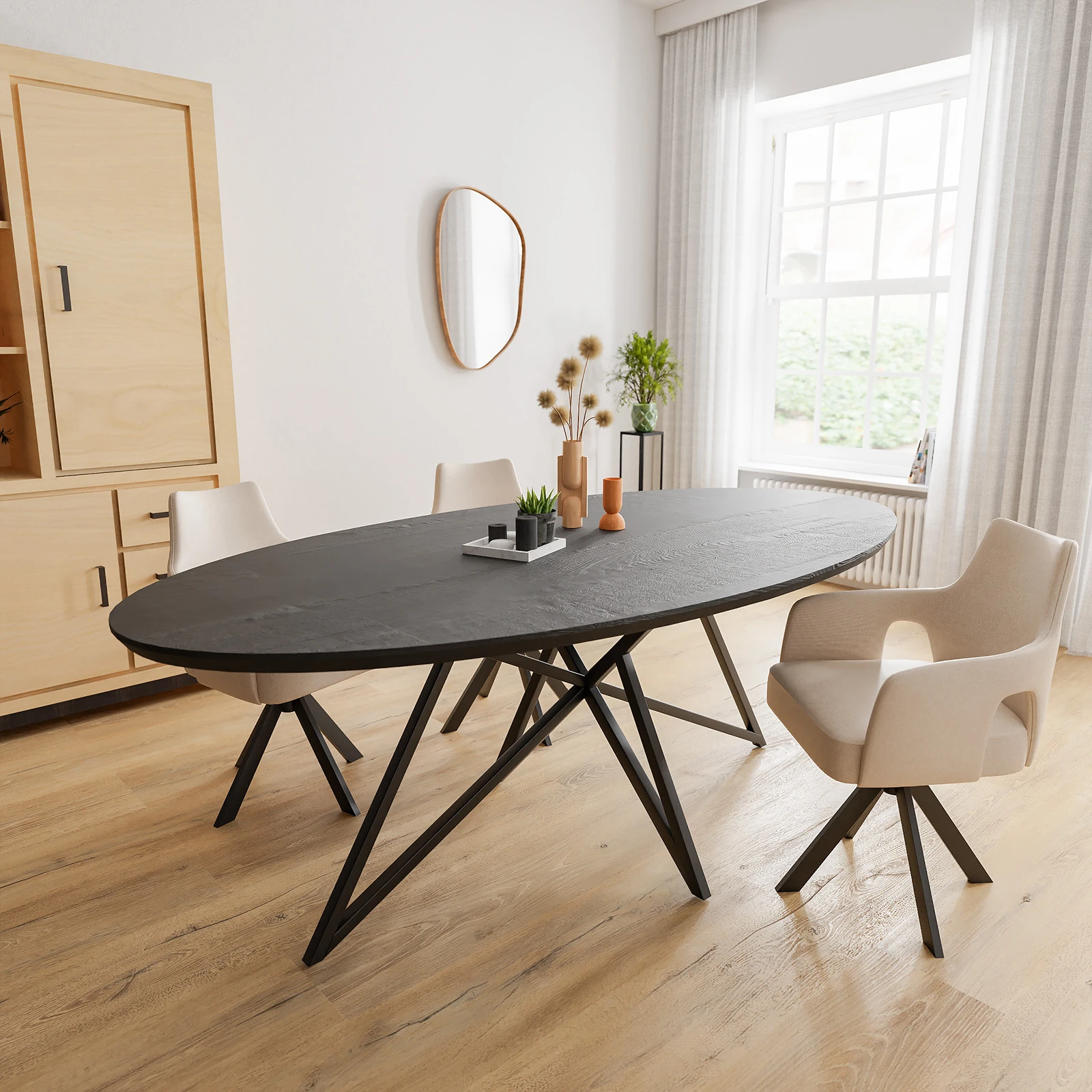 Eettafel Crosse - Ovaal Eiken Black Sky(220x110cm)