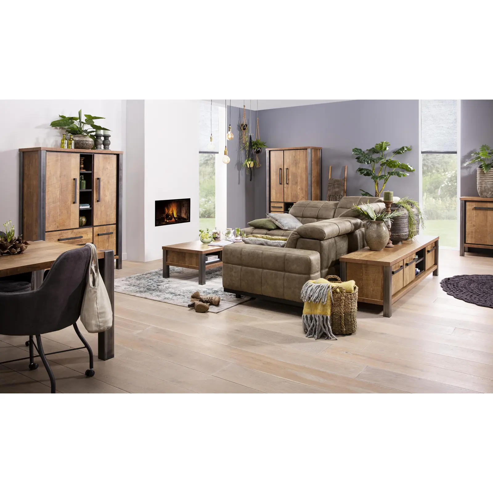 Dressoir Kinga - 240 cm - Lamulux Old Teak - 4 deuren, 2 laden