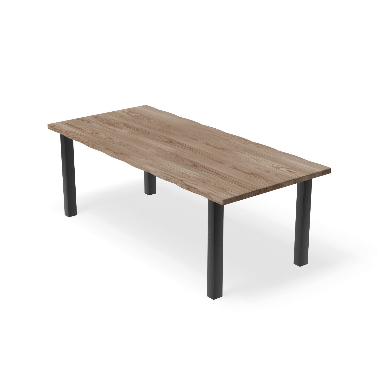 Eettafel Rechte poot - Rechthoekig Boomstam Eiken Kiezel (220x100cm)