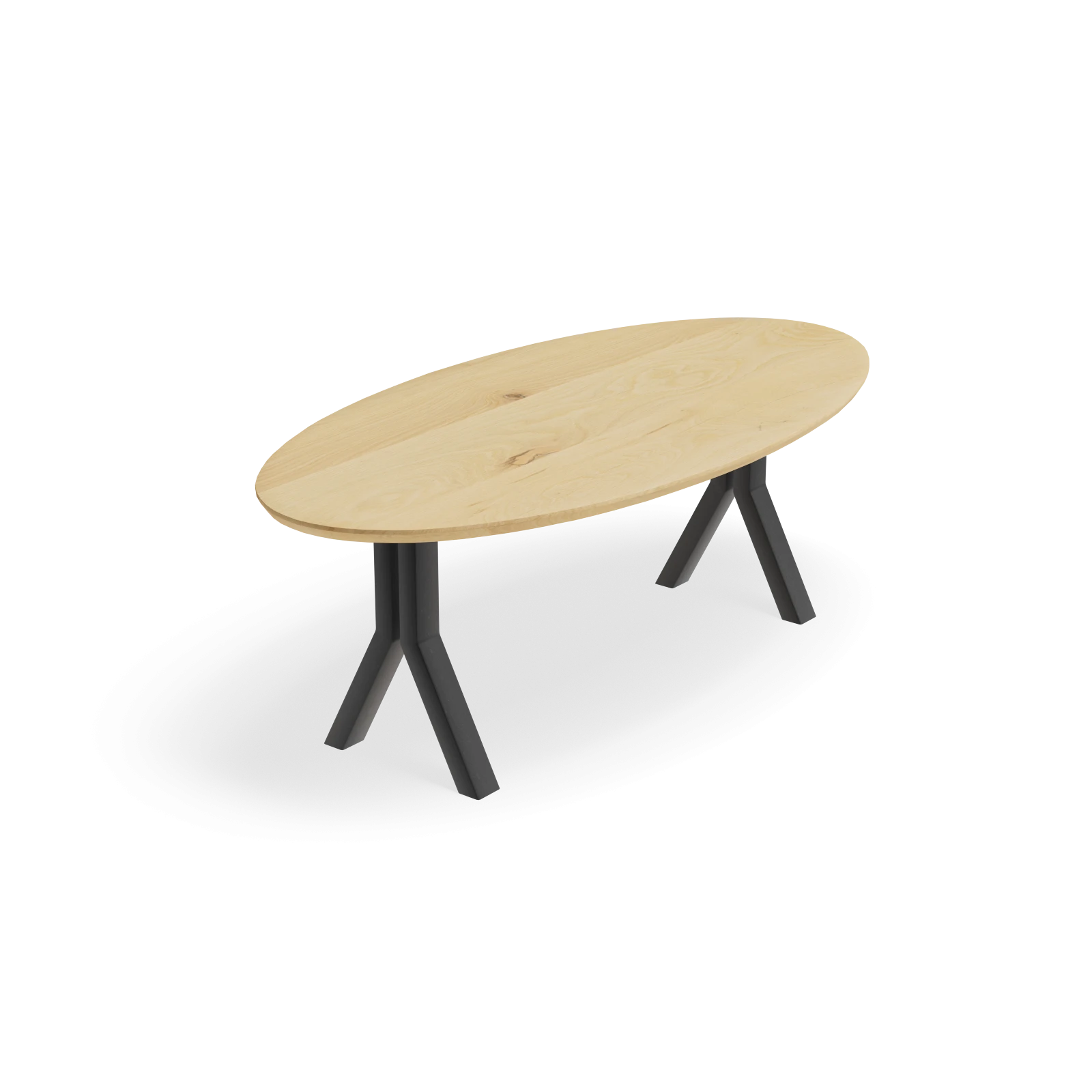Eettafel Y Poot(8x8cm) - Ovaal Eiken Nature White (220x110cm)