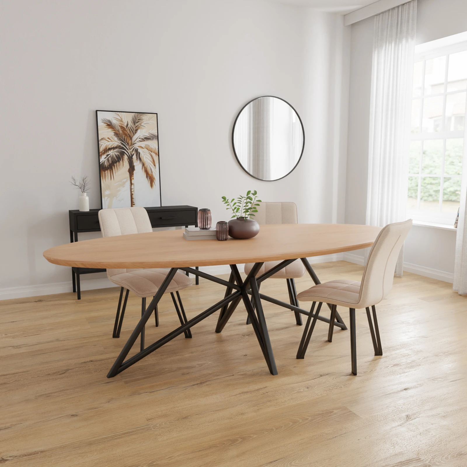 Eettafel Crosse - Ovaal Nature White (240x115cm)