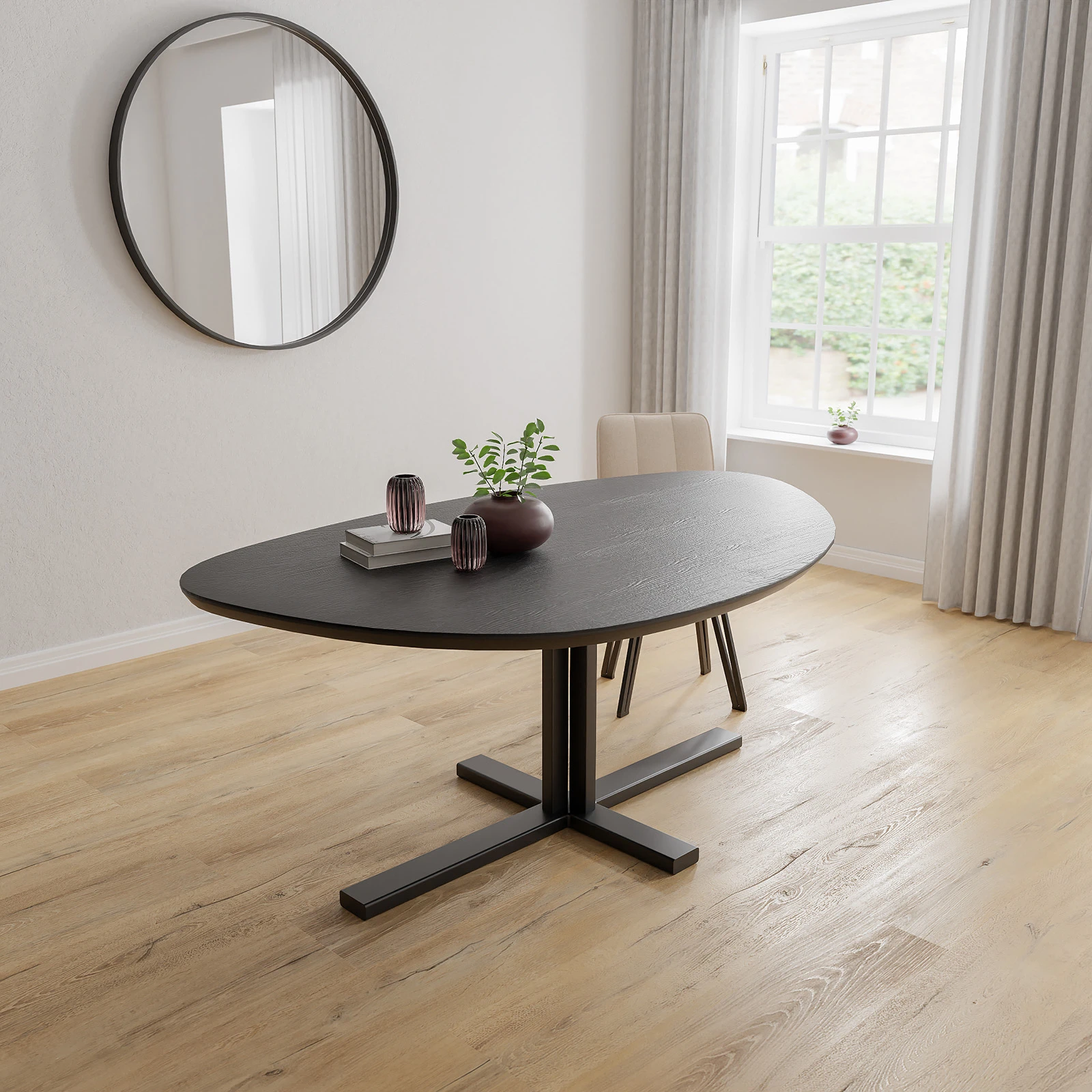 Eettafel Kolos - Kiezel HPL Houtlook Zwart (200x120cm)