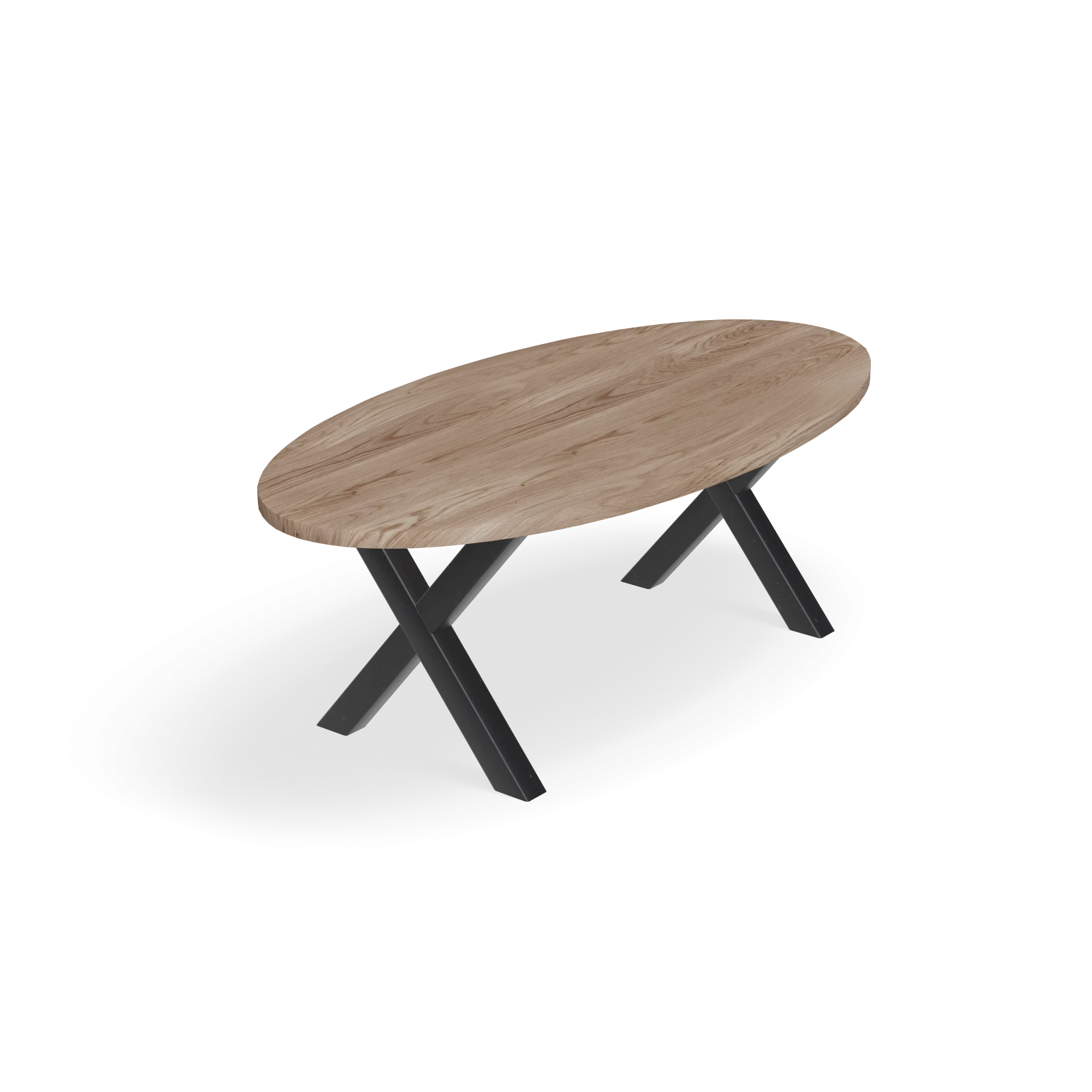 Eettafel X Poot(8x8cm) - Ovaal Eiken Kiezel (220x110cm)