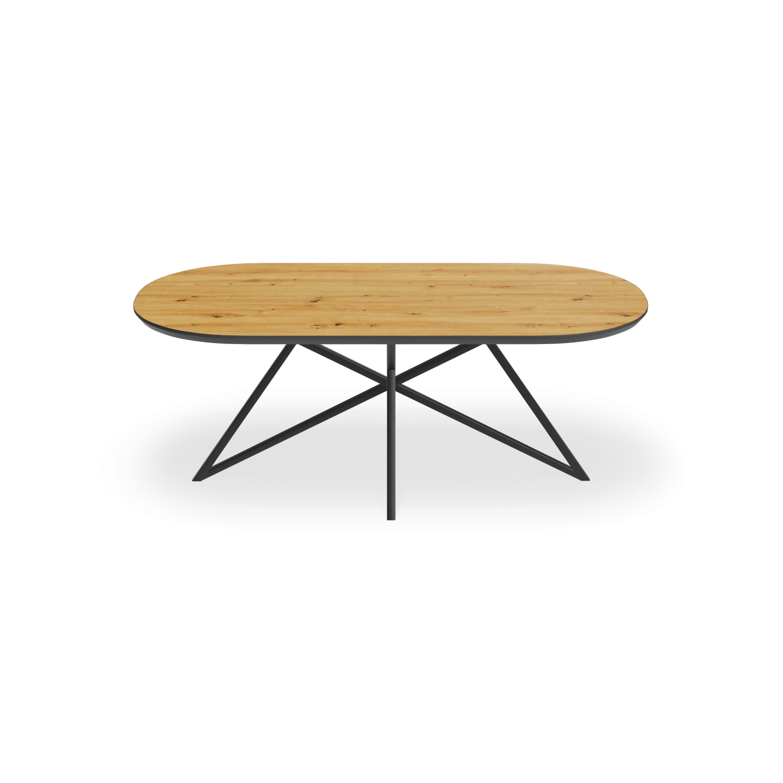 Eettafel Crosse - Halve Cirkel HPL Houtlook Naturel (200x100cm)