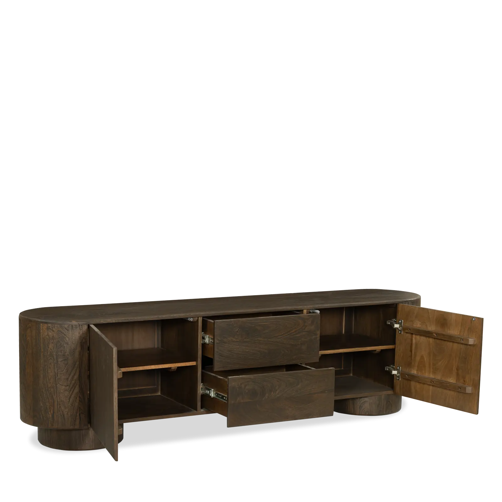 TV meubel Kess - 190 cm - Mangohout Cacao Bruin - 2 deuren, 2 laden