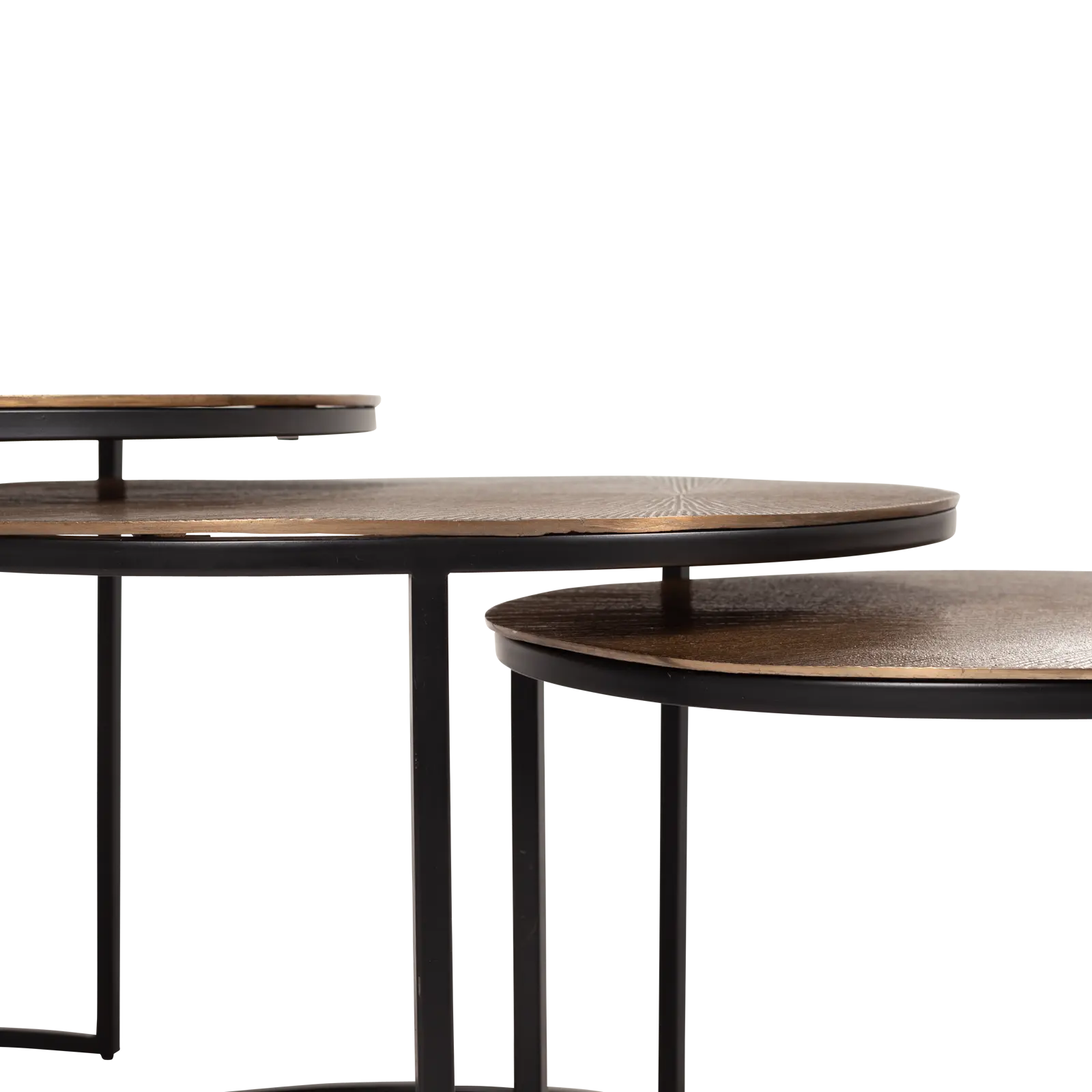 Salontafel Zofia 3 stuks - rond 70/60/50 cm - metaal Vintage Goud
