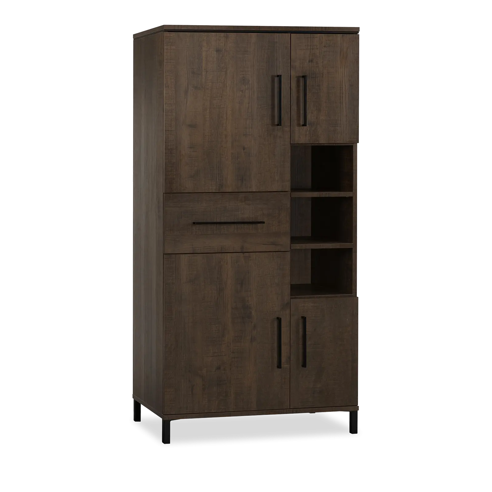 Wandkast Hudson - 94 cm - Lamulux Dark Mango - 4 deuren, 1 lade, 3 open vakken