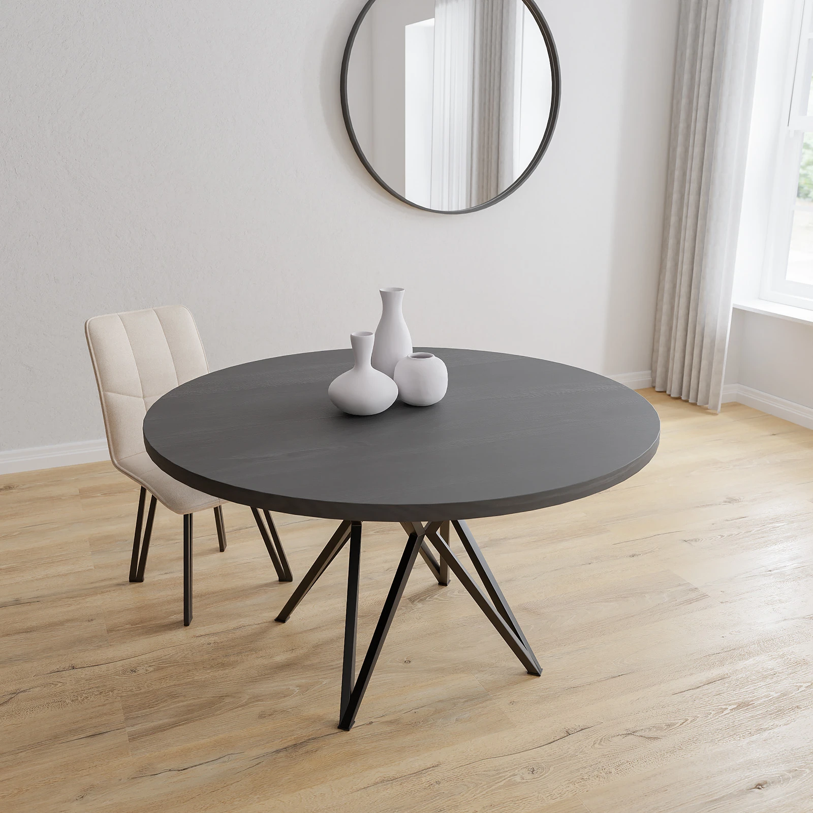 Eettafel Crosse - Rond Eiken Black Sky (140cm)