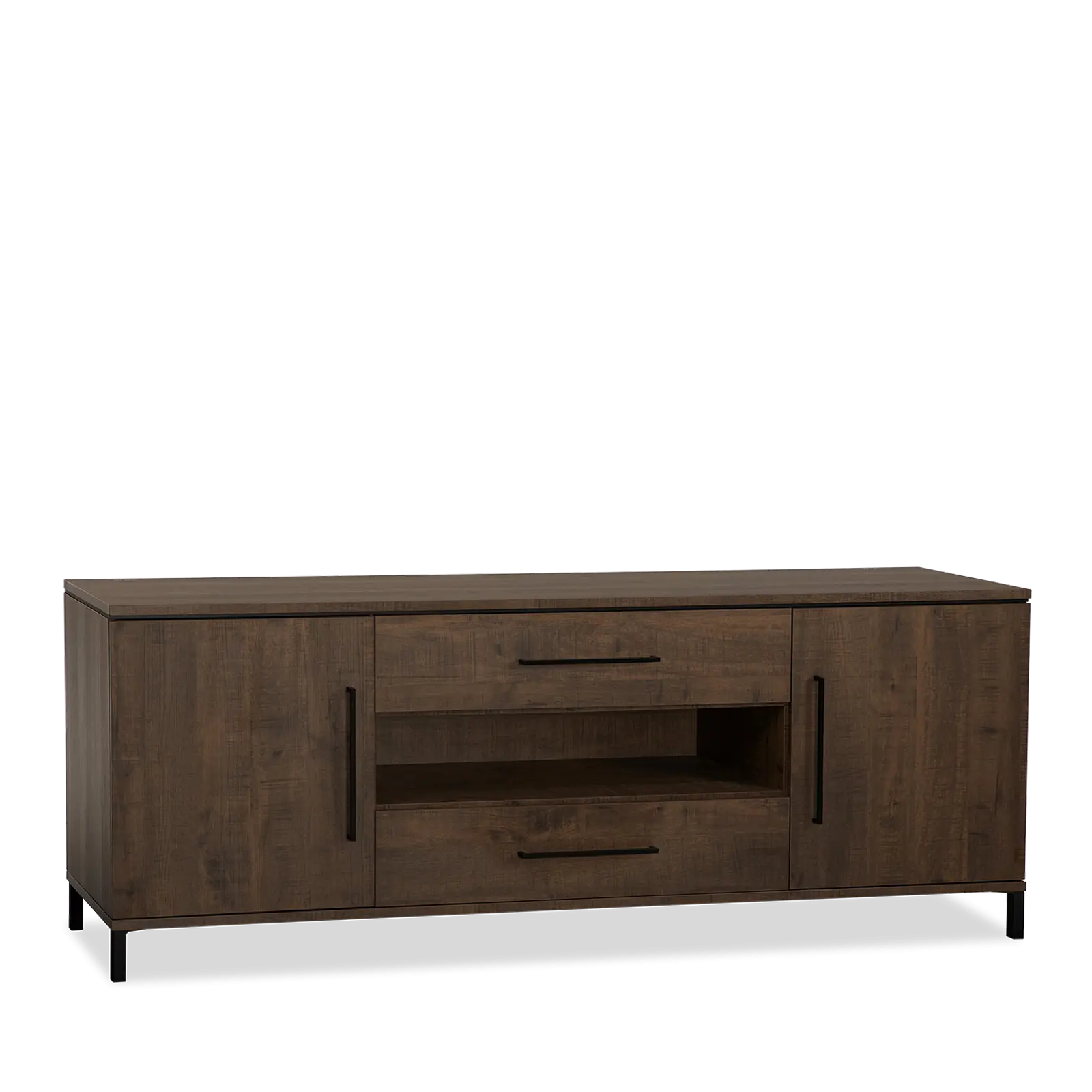 Dressoir Hudson - 222 cm - Lamulux Dark Mango - 2 deuren, 2 laden, 1 open vak