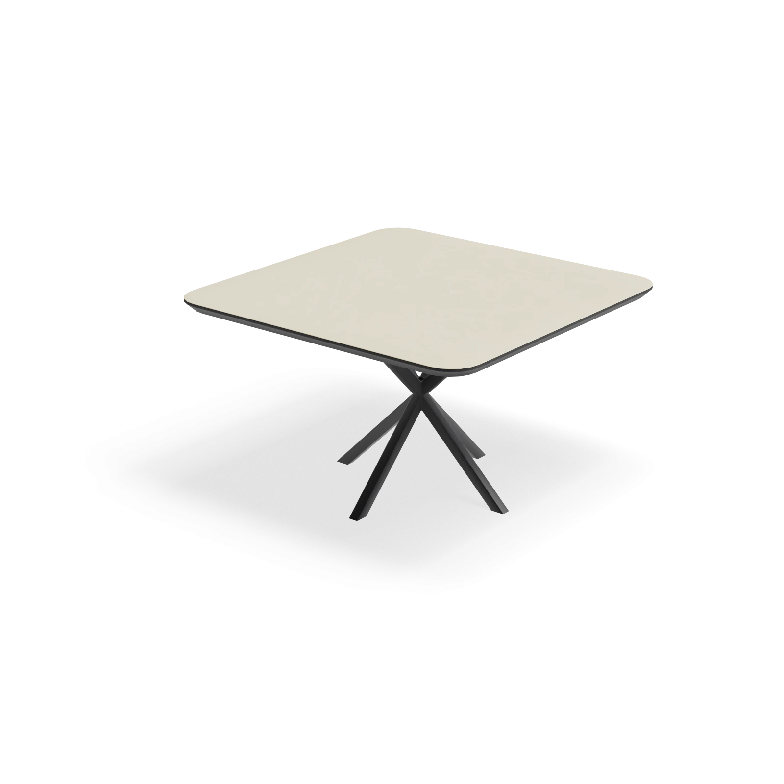 Eettafel North - Vierkant afgeronde hoeken HPL Stone Beige (130x130cm)