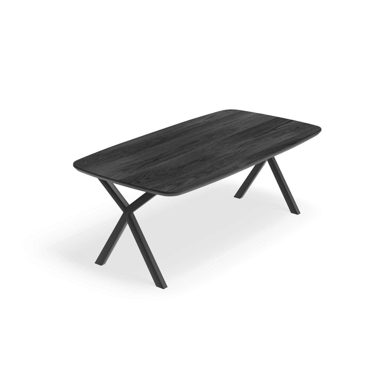 Eettafel X poot - Deens Ovaal HPL Houtlook zwart (200x105cm)