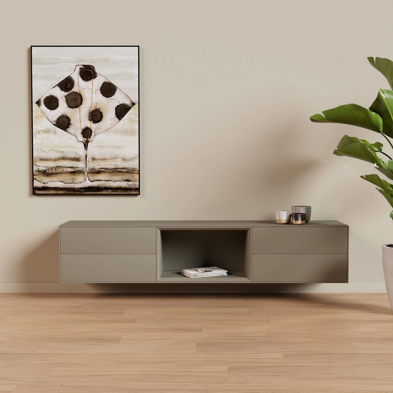 TV Meubel Moss Grey 200cm Zwevend