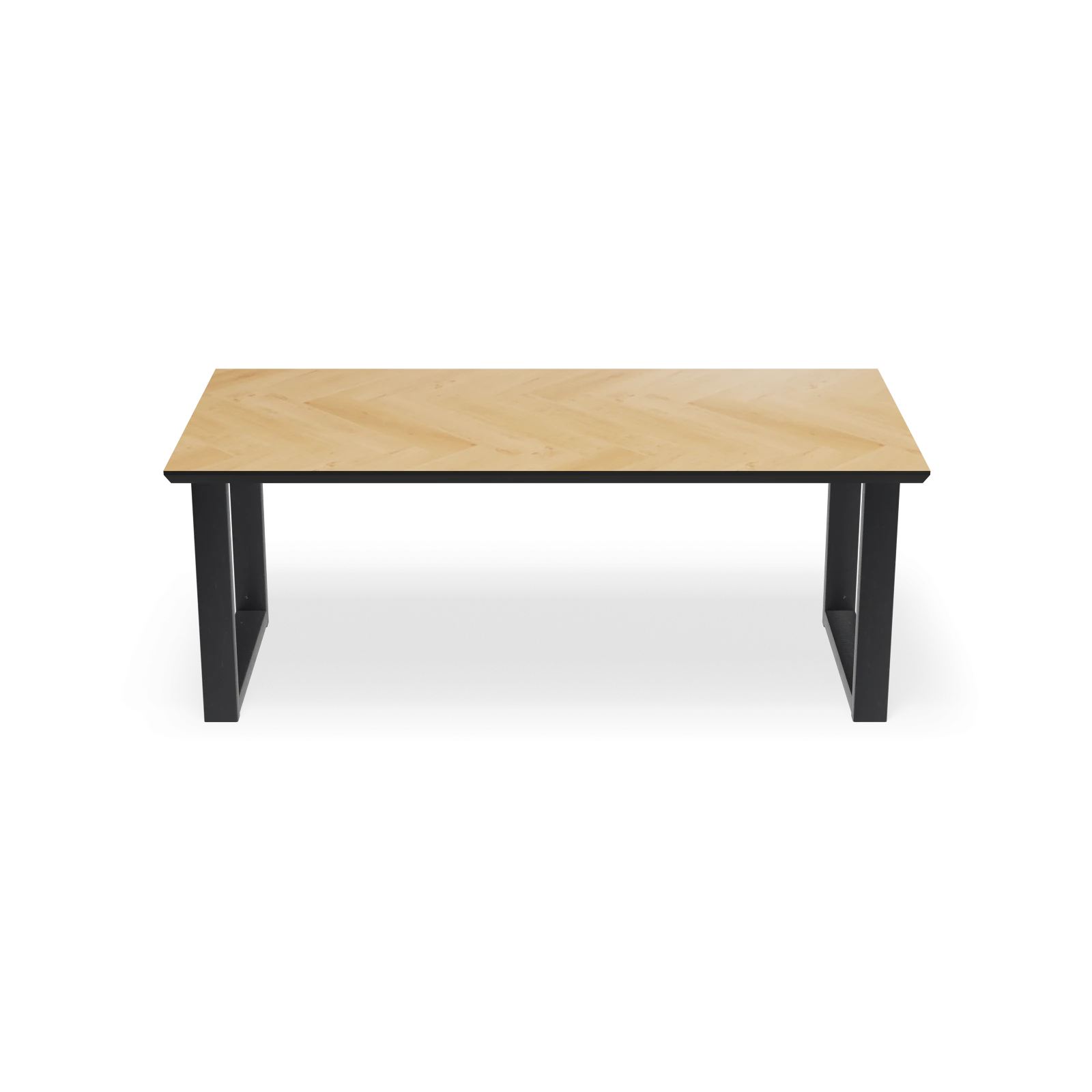 Eettafel U poot (10x5cm) - Rechthoek Eiken Visgraat Nature White (200x100cm)