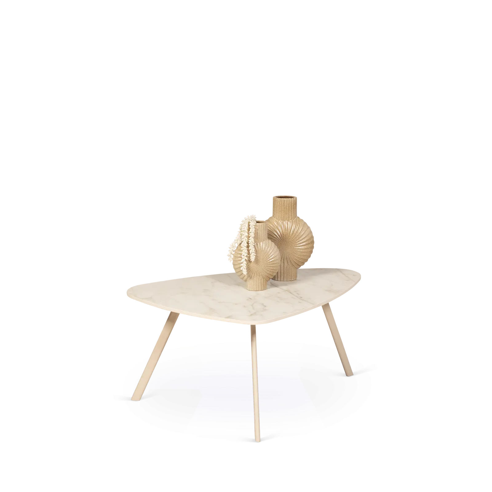 Salontafel Trenta - kiezelvorm 80x55 cm - Keramiek Golden White Satin