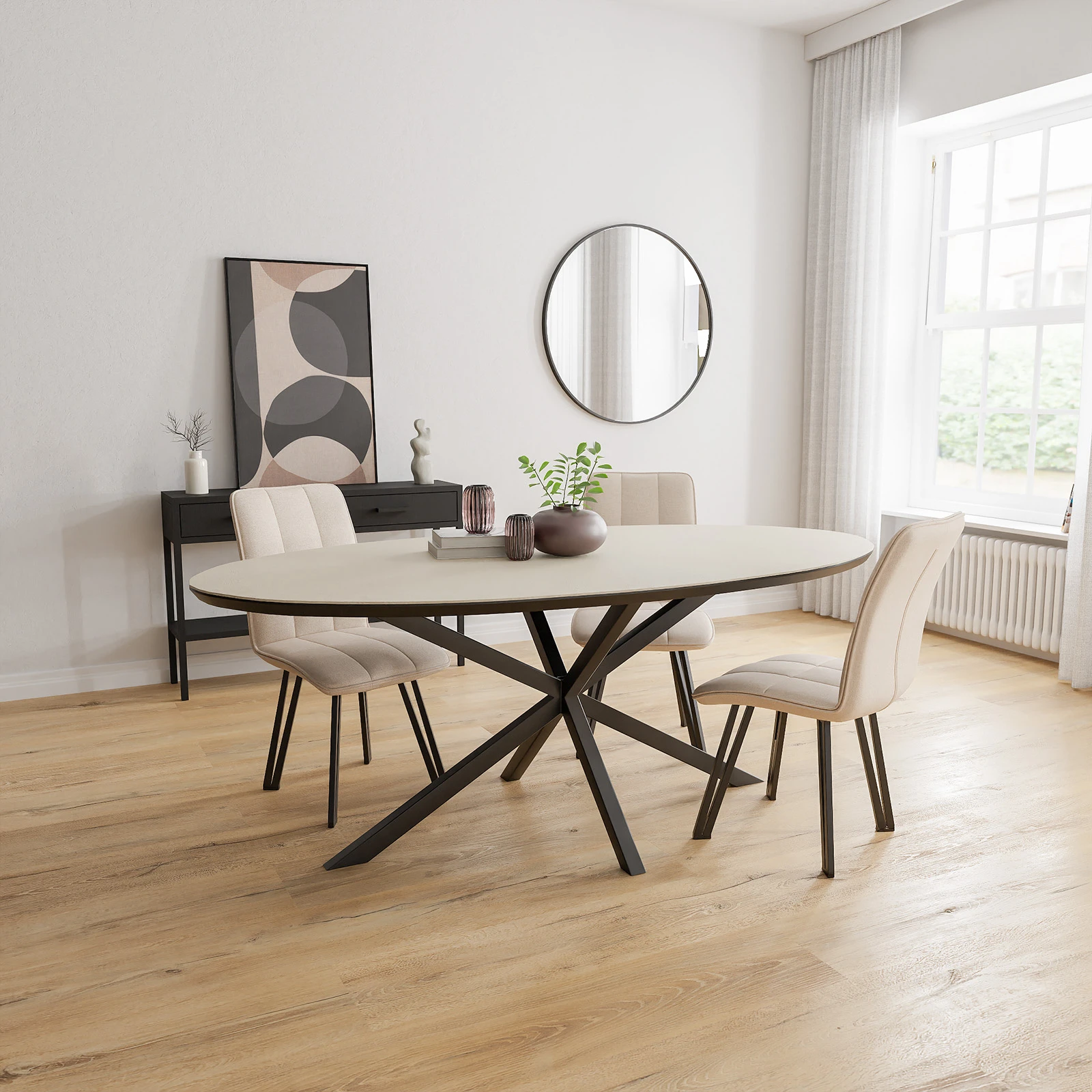Eettafel North - HPL Stone Beige (200x105cm)