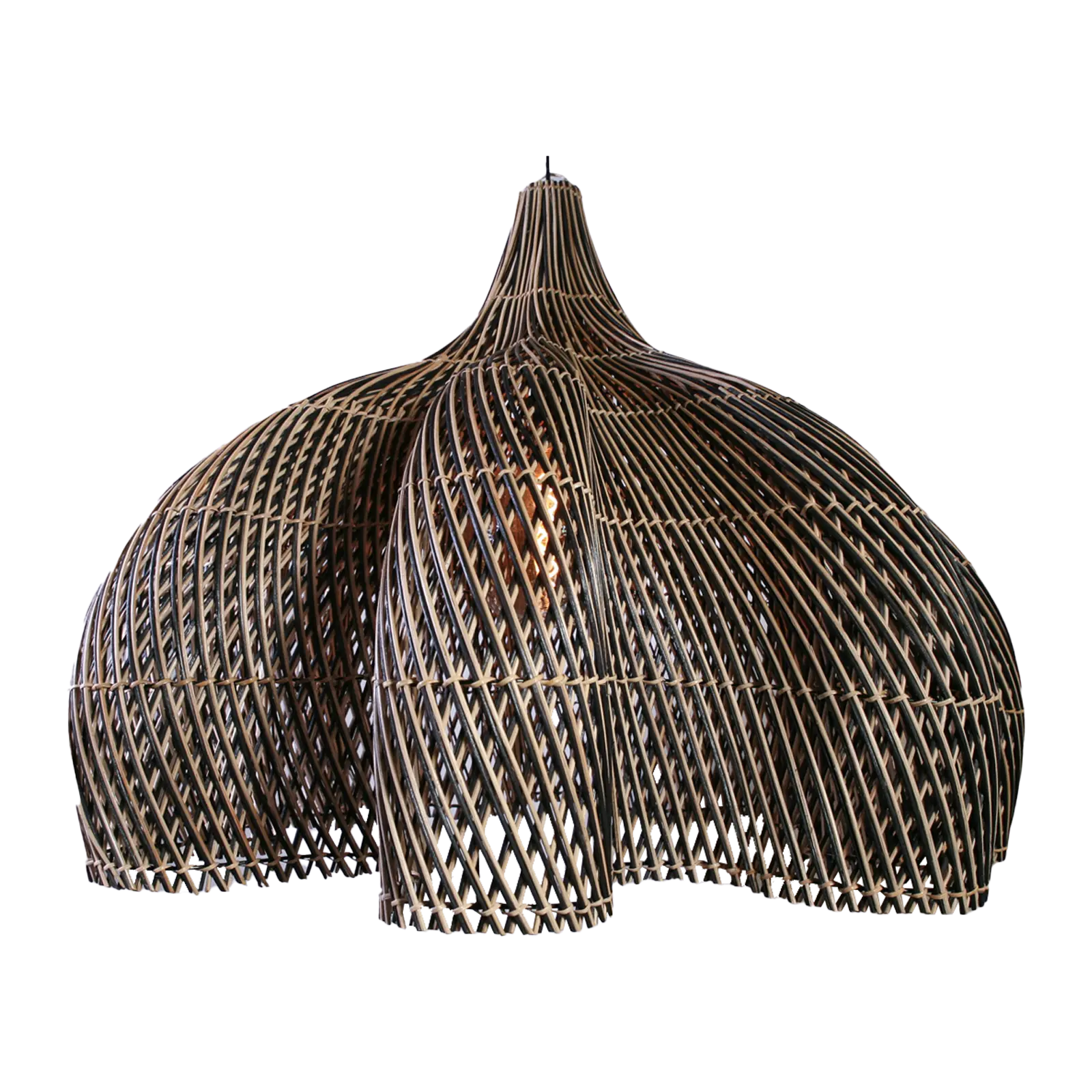Hanglamp Stripes Tulp - Ø 60cm - rotan Naturel/Zwart - laatste stuks