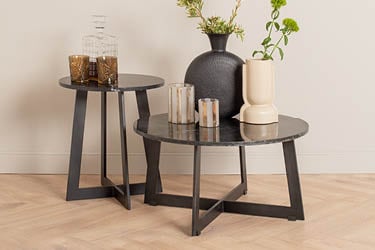 Zwarte salontafel bijzettafel marmer