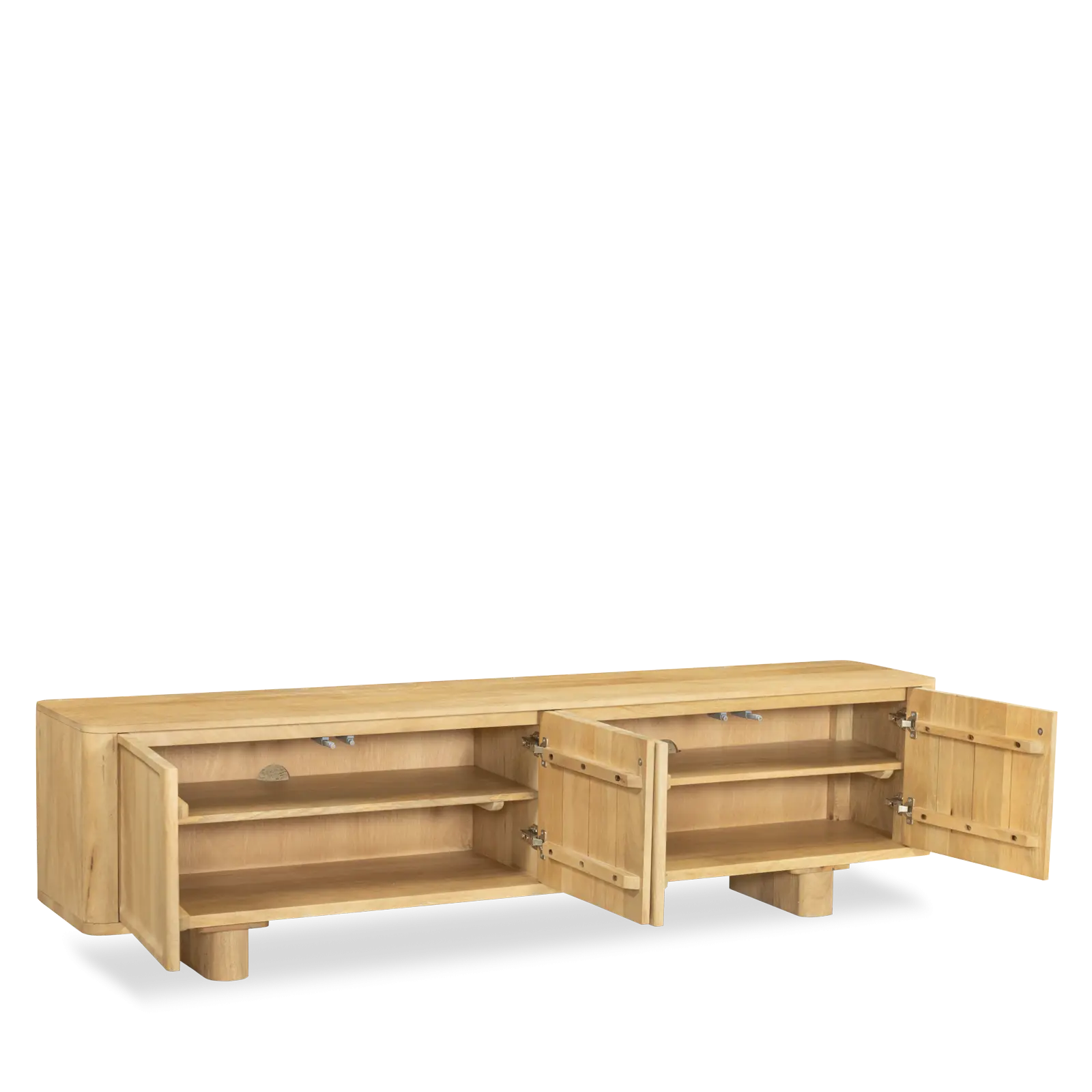 TV meubel Katara - 200 cm - Mangohout Loom Naturel - 4 deuren