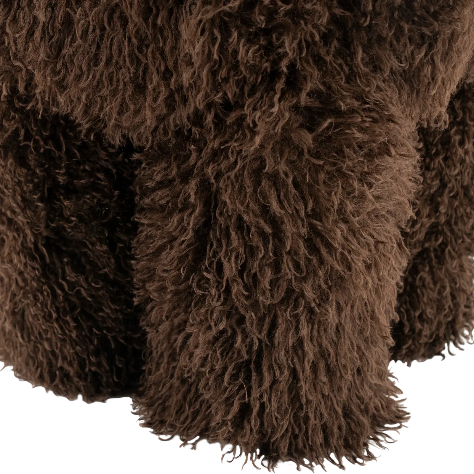Poef Doodly - Ø40 cm - Fluffy - Donkerbruin