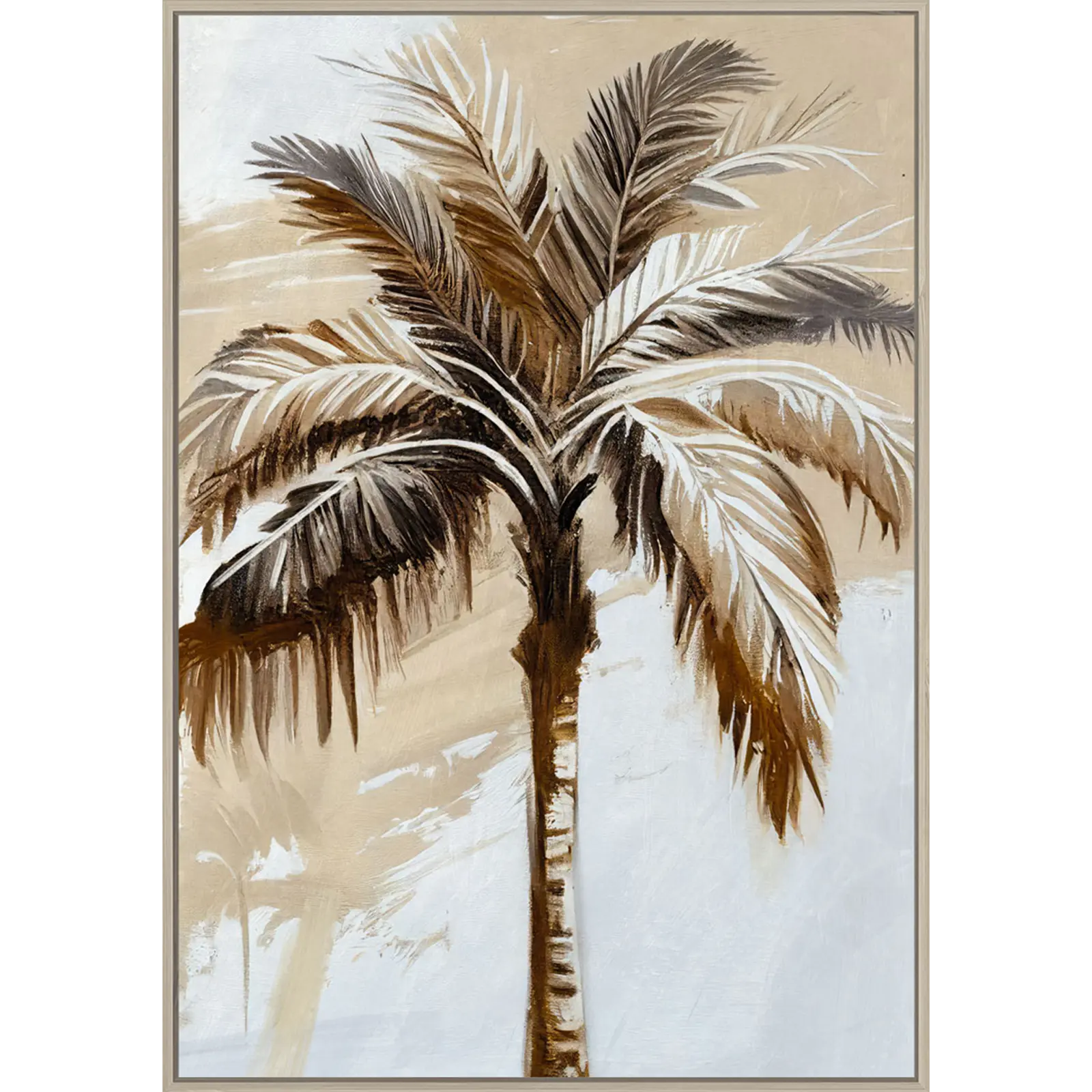 Schilderij Palm - 80x120 cm - Beige / Bruin
