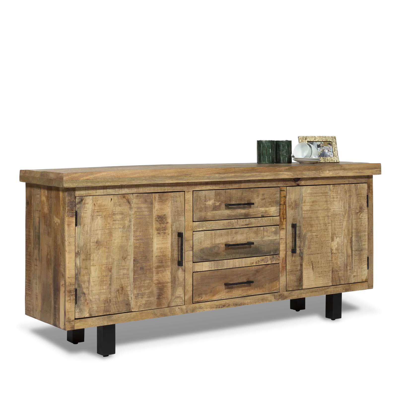 Dressoir Yucca - 180 cm - Mangohout Naturel - 2 deuren, 3 laden