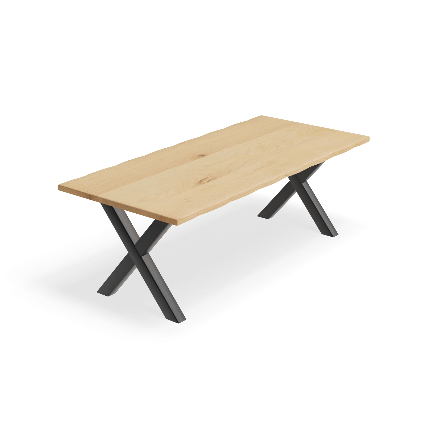 Eettafel X poot (8x8 cm) - Rechthoekig Boomstam Eiken Nature White (220x100cm)