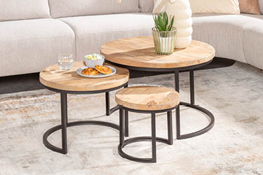 Bijzettafel hout rond salontafel industrieel