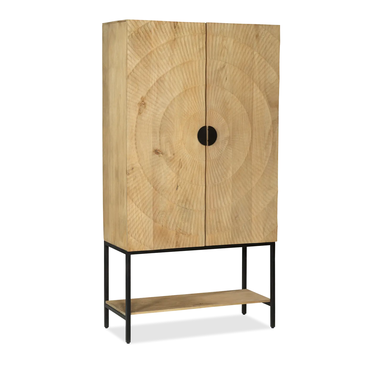 Opbergkast Curling  - 100 cm - Mangohout Loom Naturel - 2 deuren