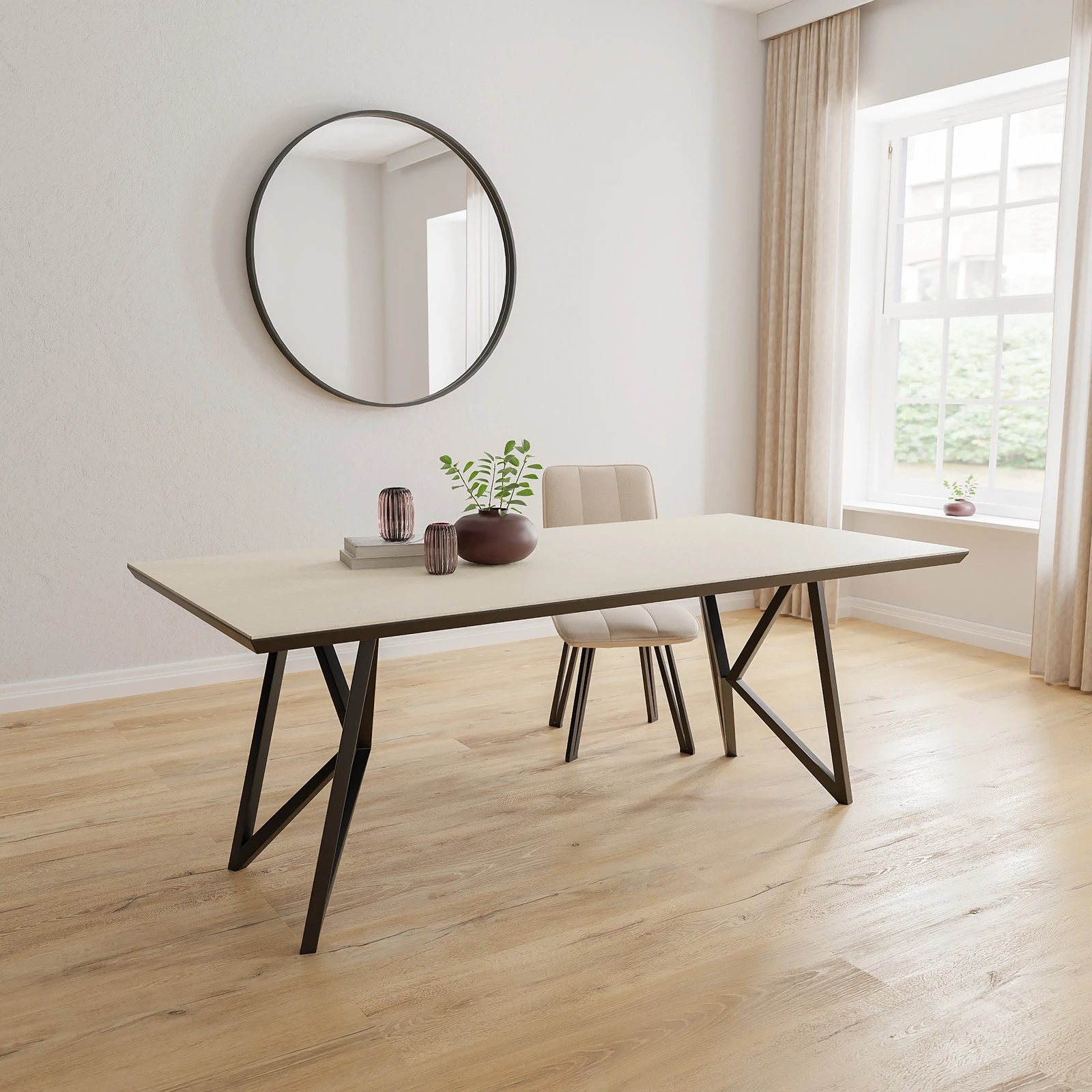 Eettafel Crosse (los) - Rechthoek HPL Stone Beige (200x100cm)