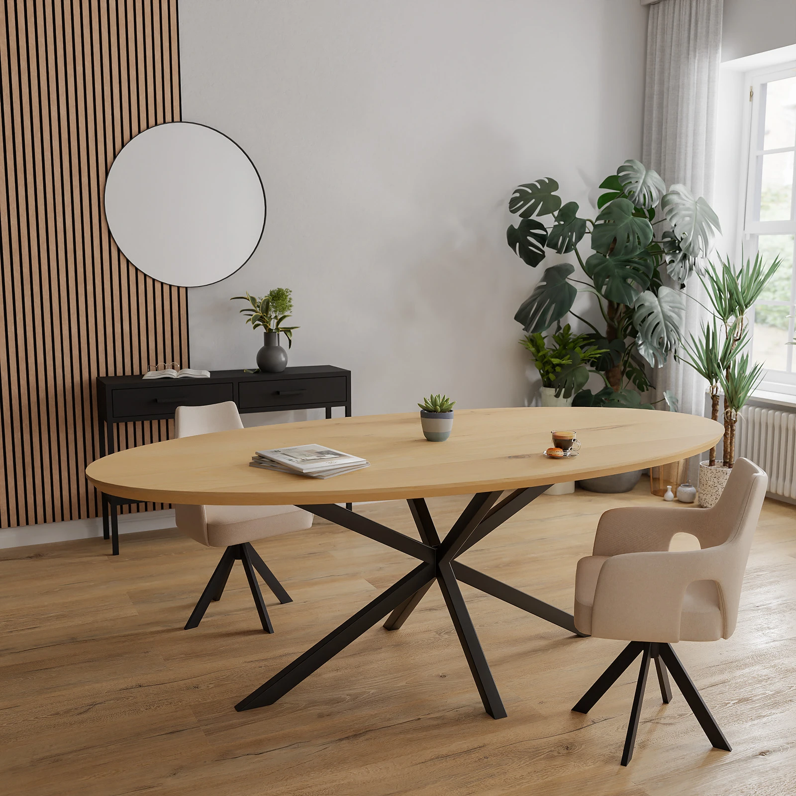 Eettafel North - Ovaal Eiken Nature White (220x110cm)