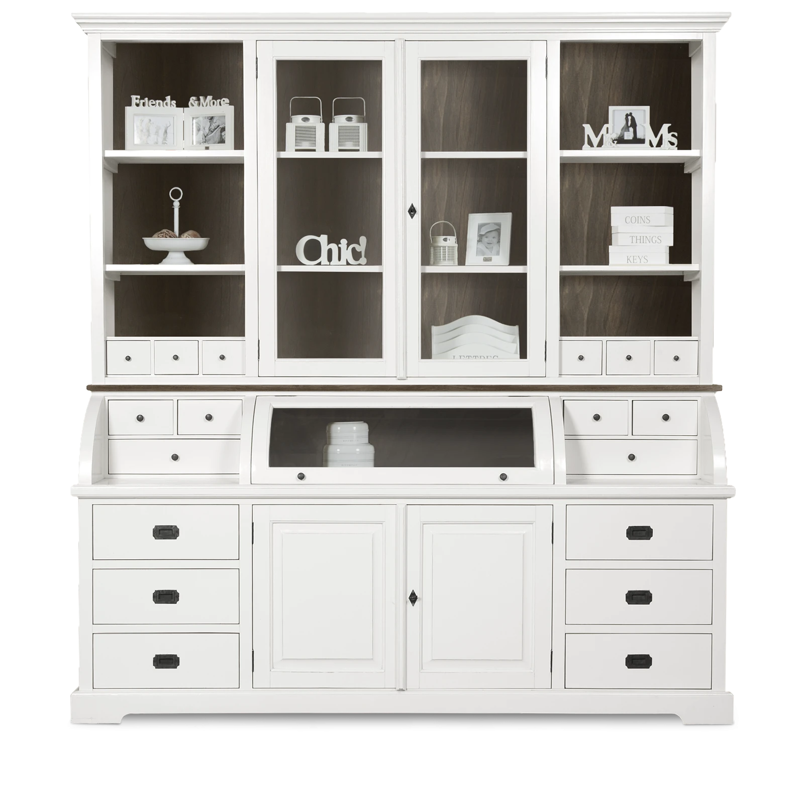 Vitrinekast (ronde klep) Lakewood - Clear/Mindi Donkerbruin 