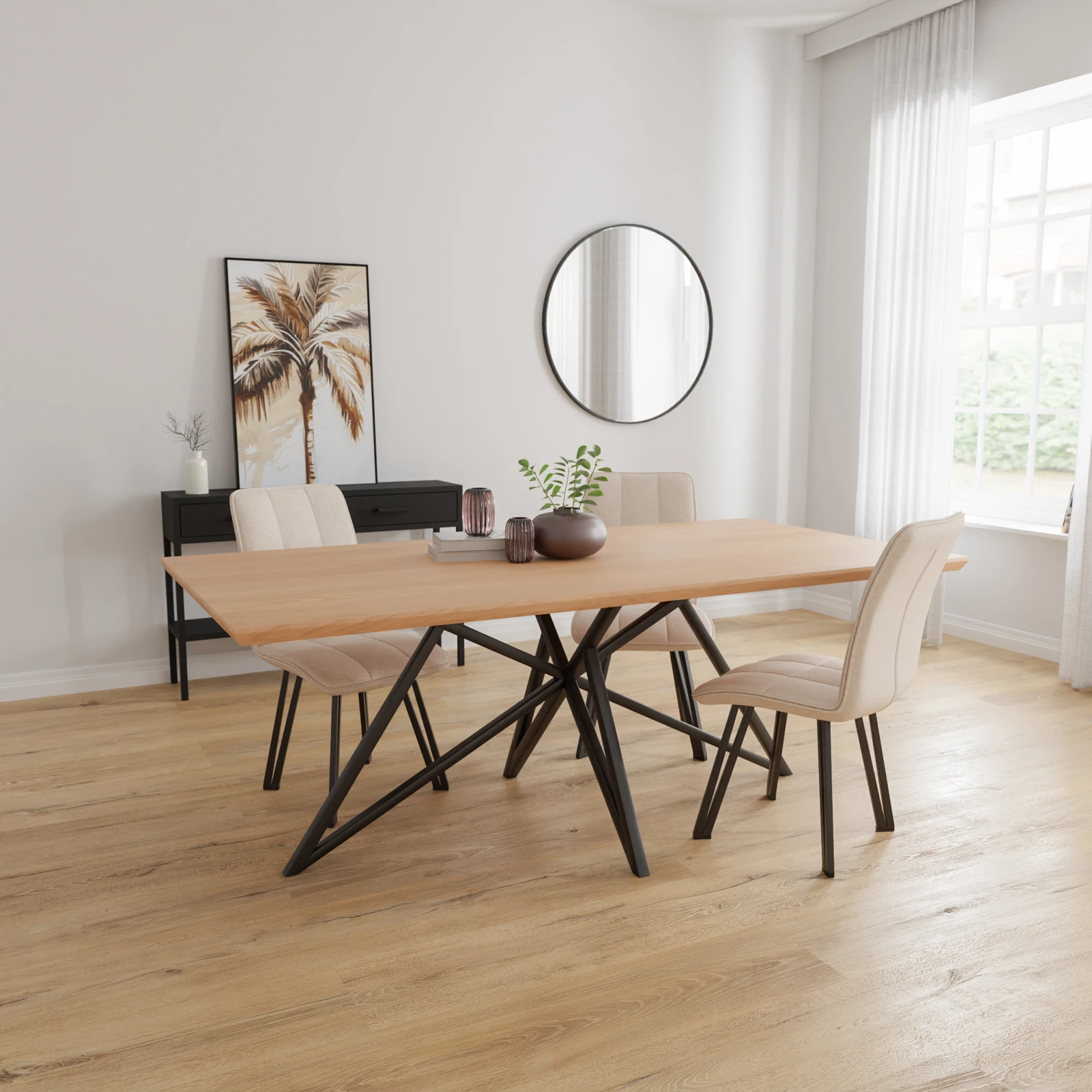 Eettafel Crosse - Rechthoek Nature White (200x100cm)