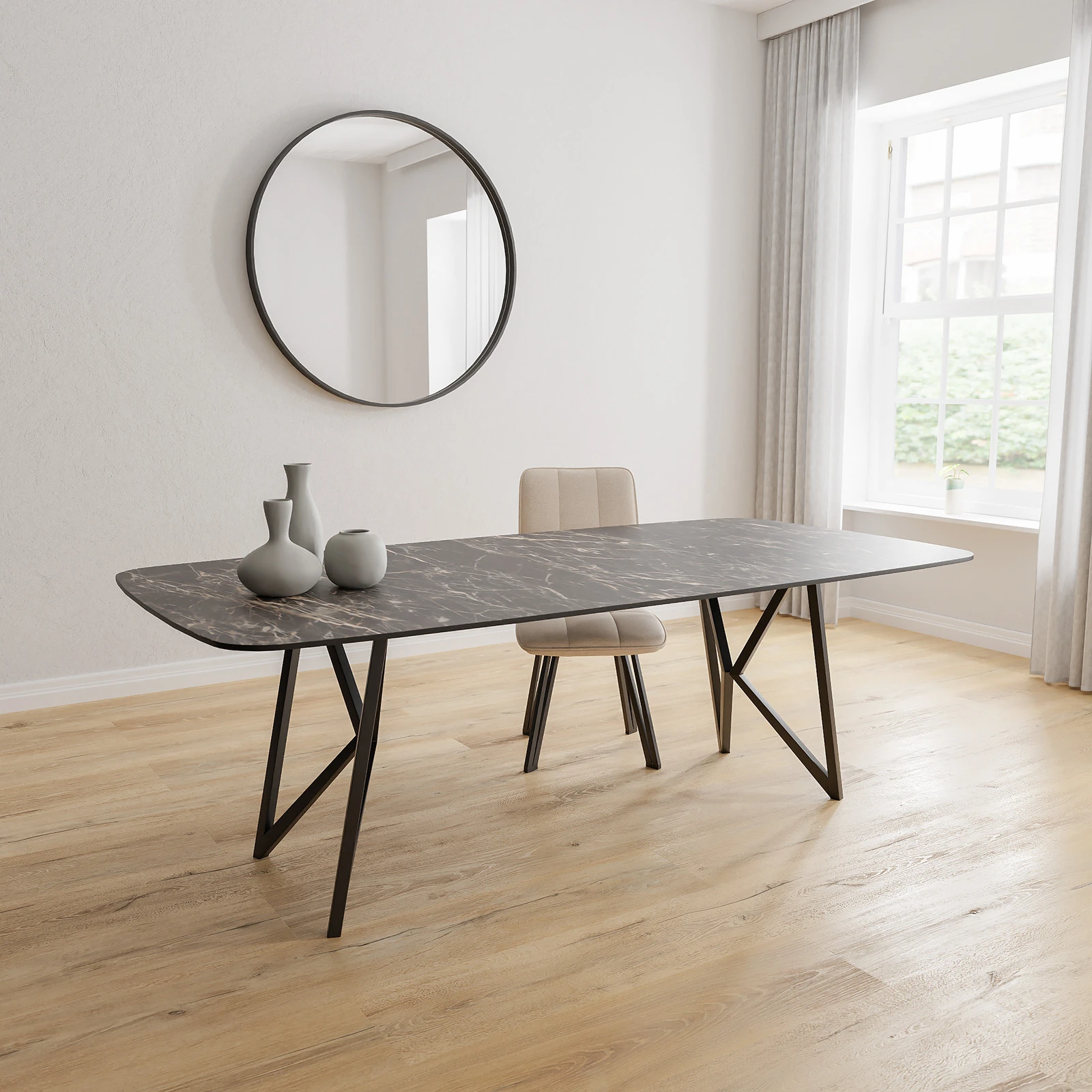 Eettafel Crosse (los) - Deens Ovaal Keramiek Saint Laurent Satin (220x110cm)