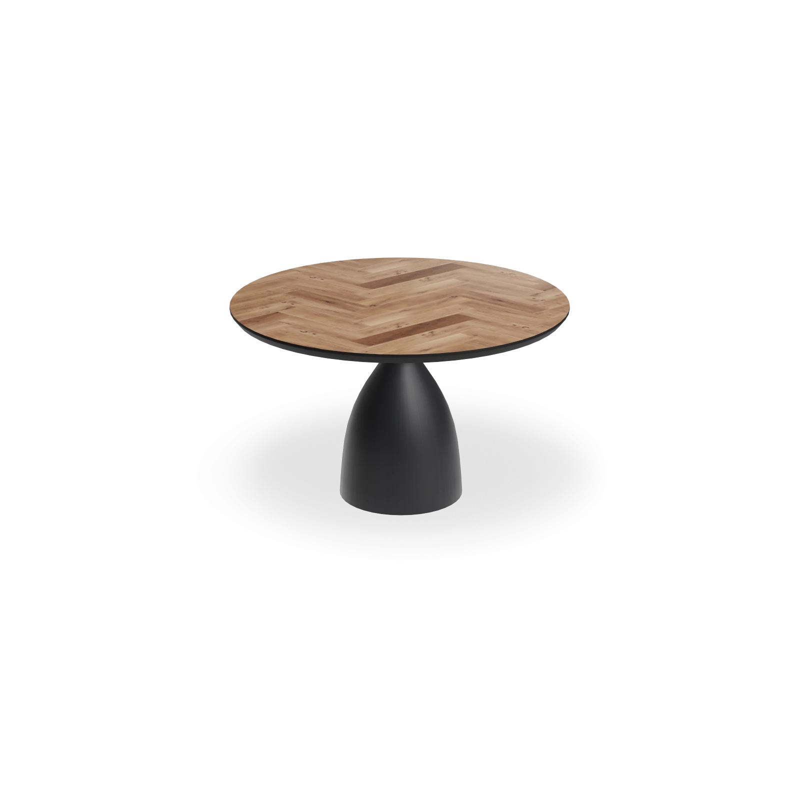 Eettafel Dome - Rond Eiken Visgraat Kiezel (130cm)