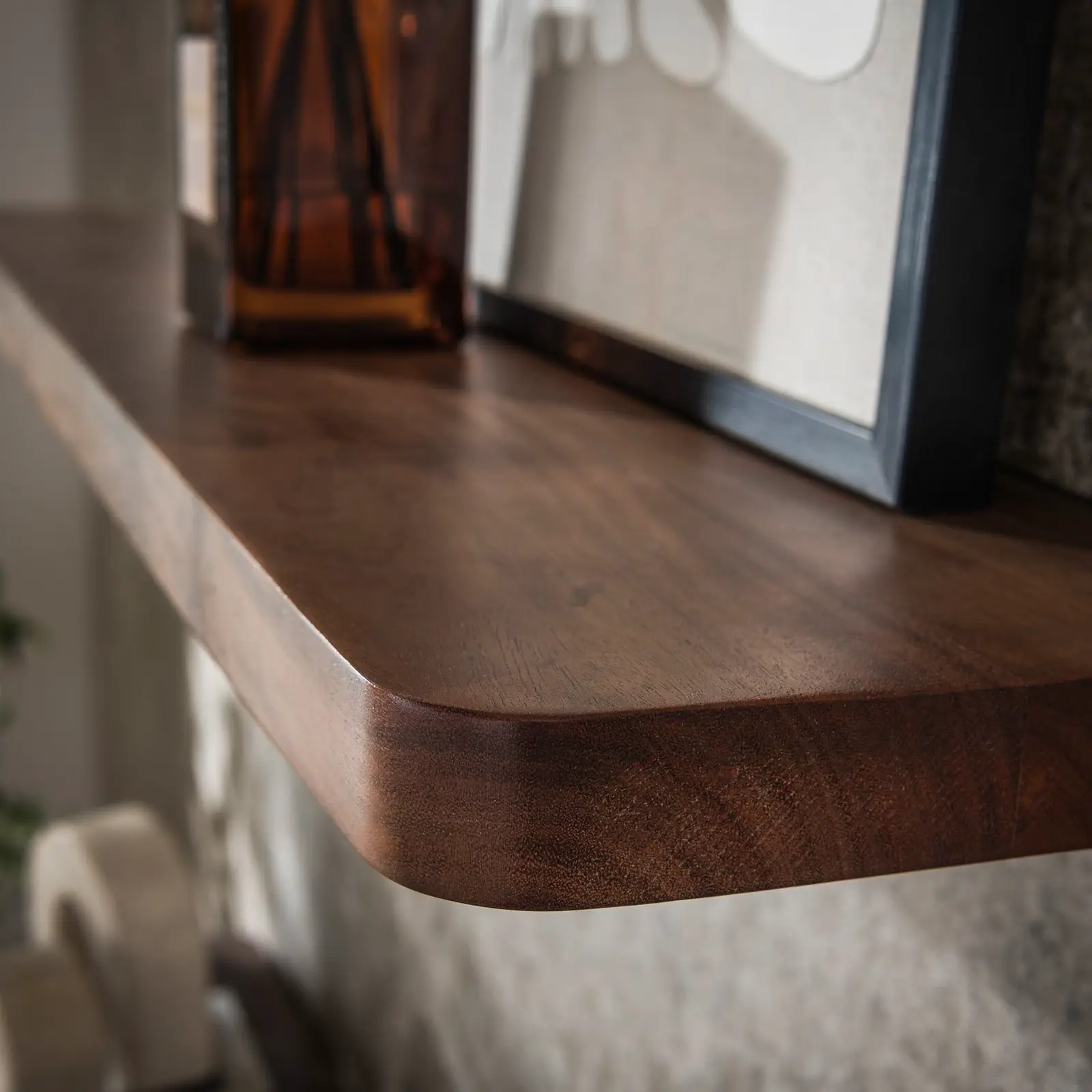 Wandplank Carve - 120 cm - Acaciahout Bruin