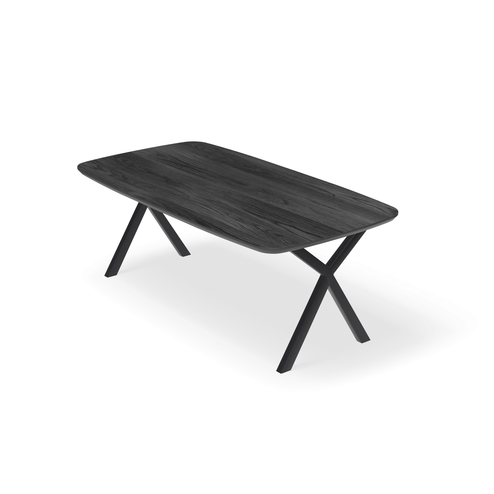Eettafel X poot - Deens Ovaal HPL Houtlook zwart (200x105cm)