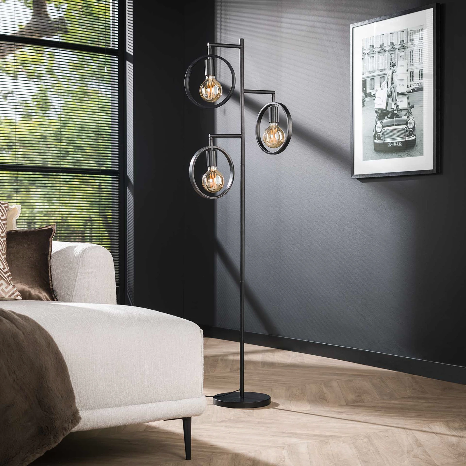 Vloerlamp Ring (3-lichts) - Charcoal