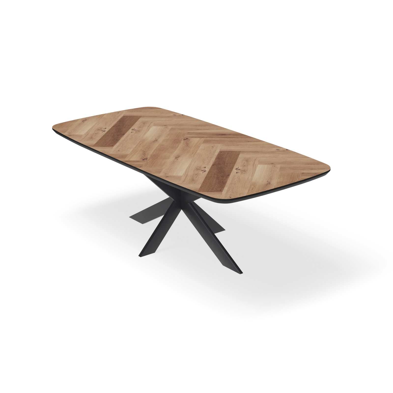Eettafel Matrix - Deens Ovaal Eiken Visgraat Kiezel (220x100cm)