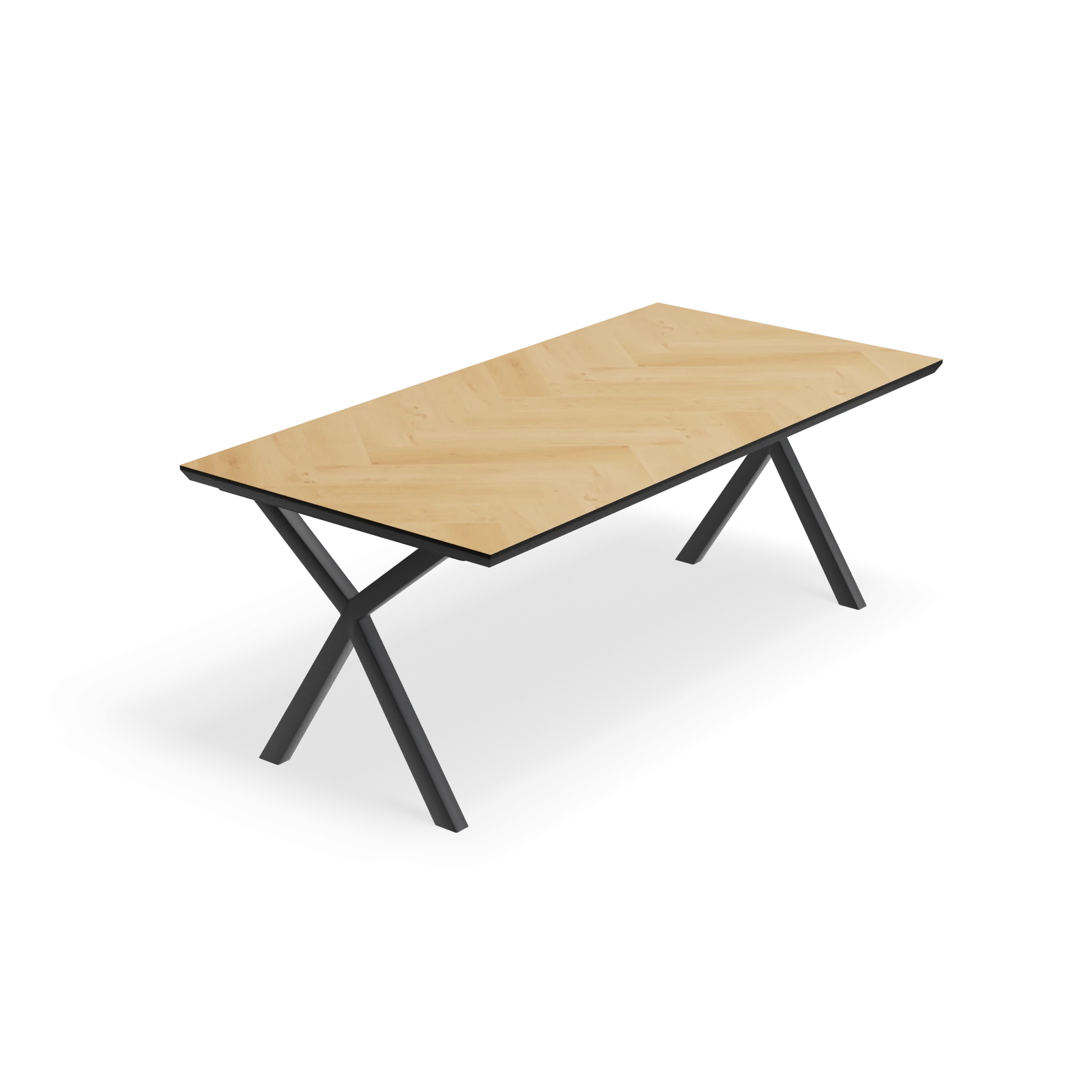 Eettafel X poot - Rechthoek Eiken Visgraat Nature White (200x100cm)